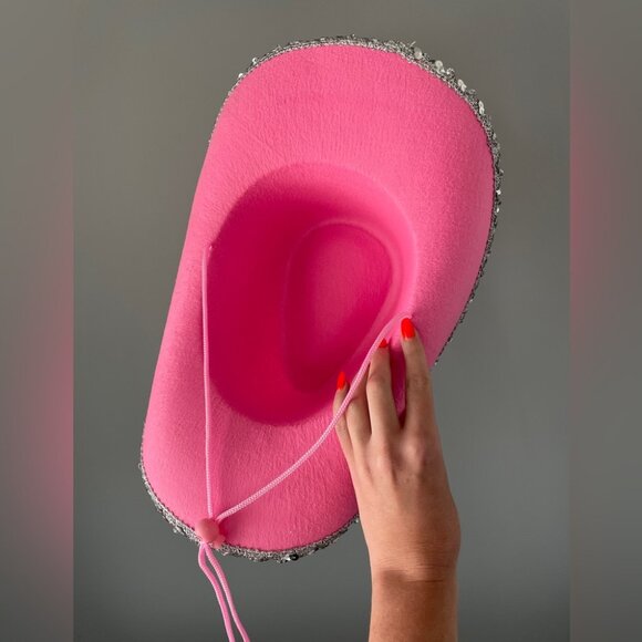 Pink glitter trim cowboy hat - Picture 3 of 4